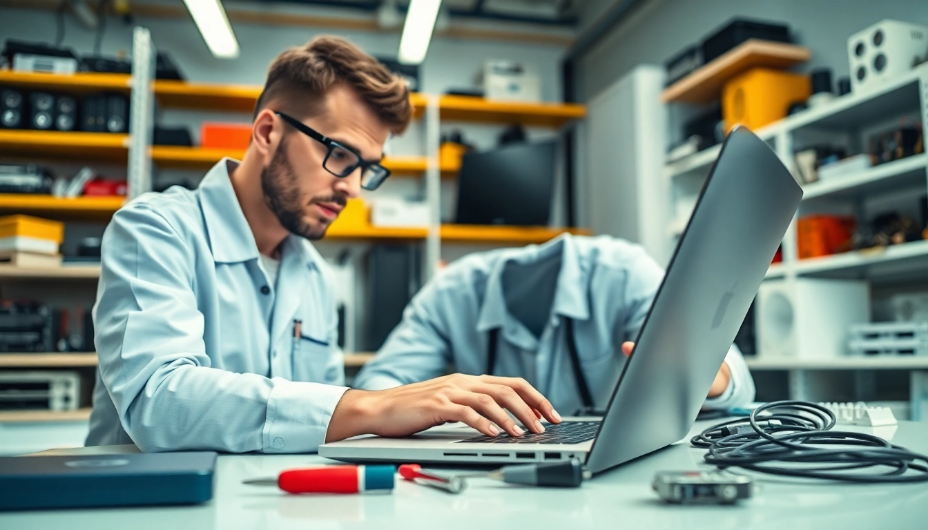 Servizio di riparazione computer settimo torinese con tecnico esperto al lavoro.