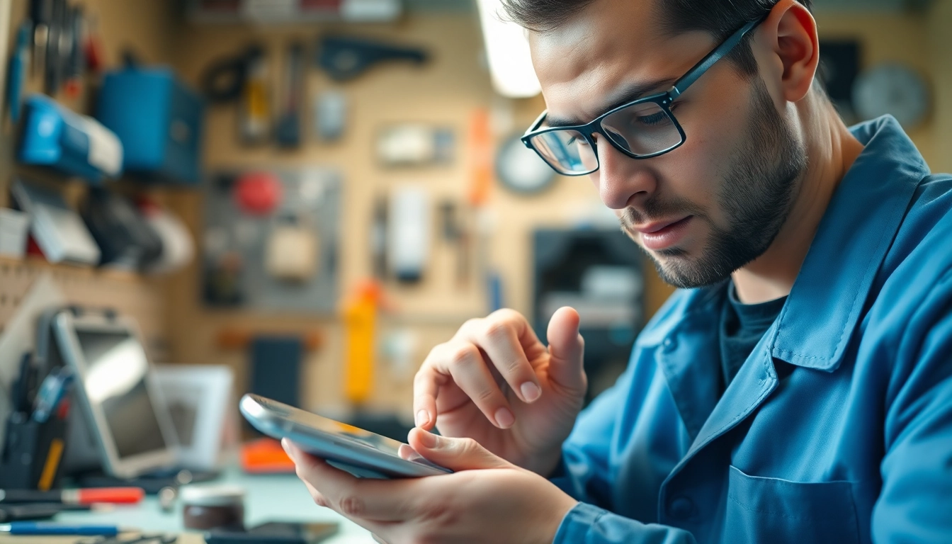 Riparazione cellulari a Torino: Un tecnico mentre ripara un smartphone con attenzione ai dettagli.