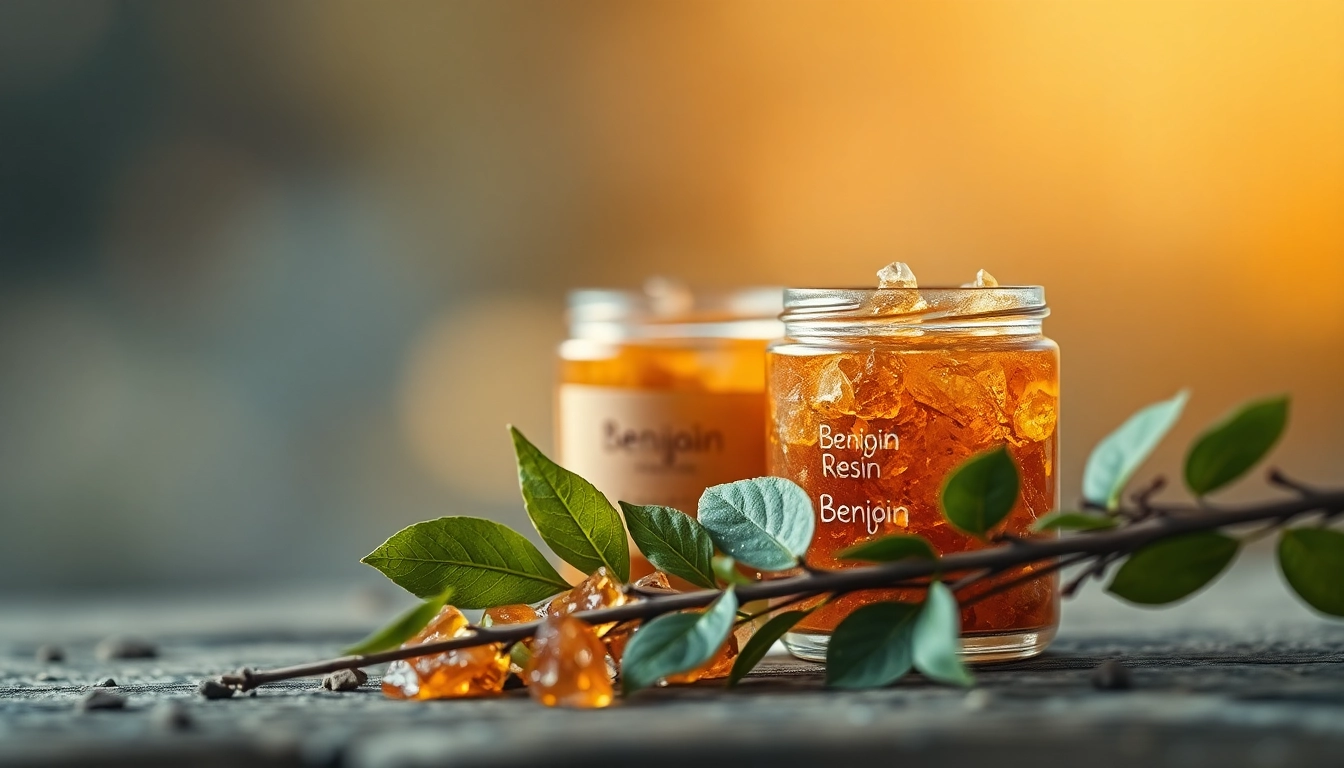 Admirez le Benjoin en résine présenté avec élégance, capturant sa beauté naturelle.