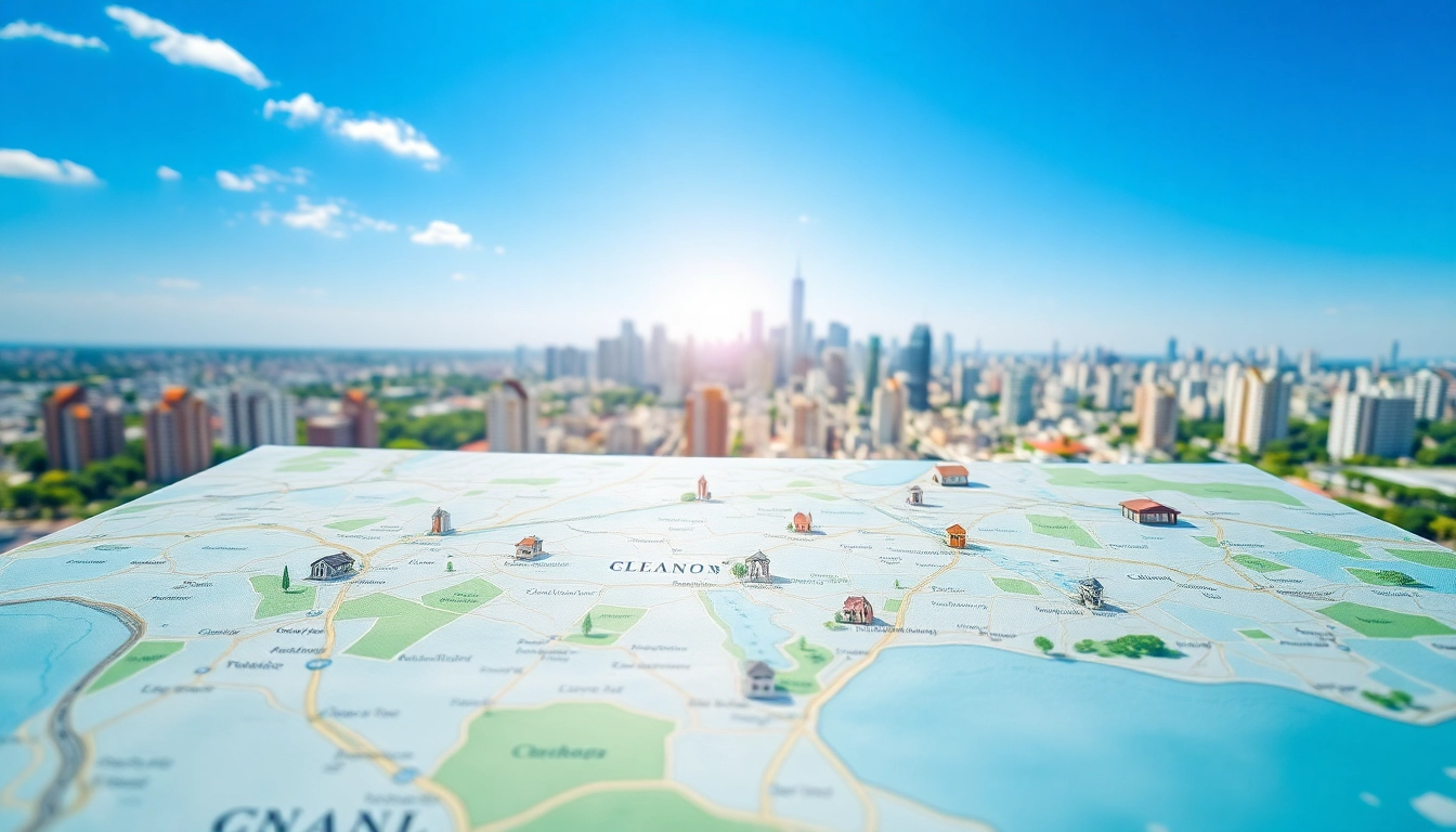 View diverse Locations highlighted on a professional city map with vibrant landmarks.