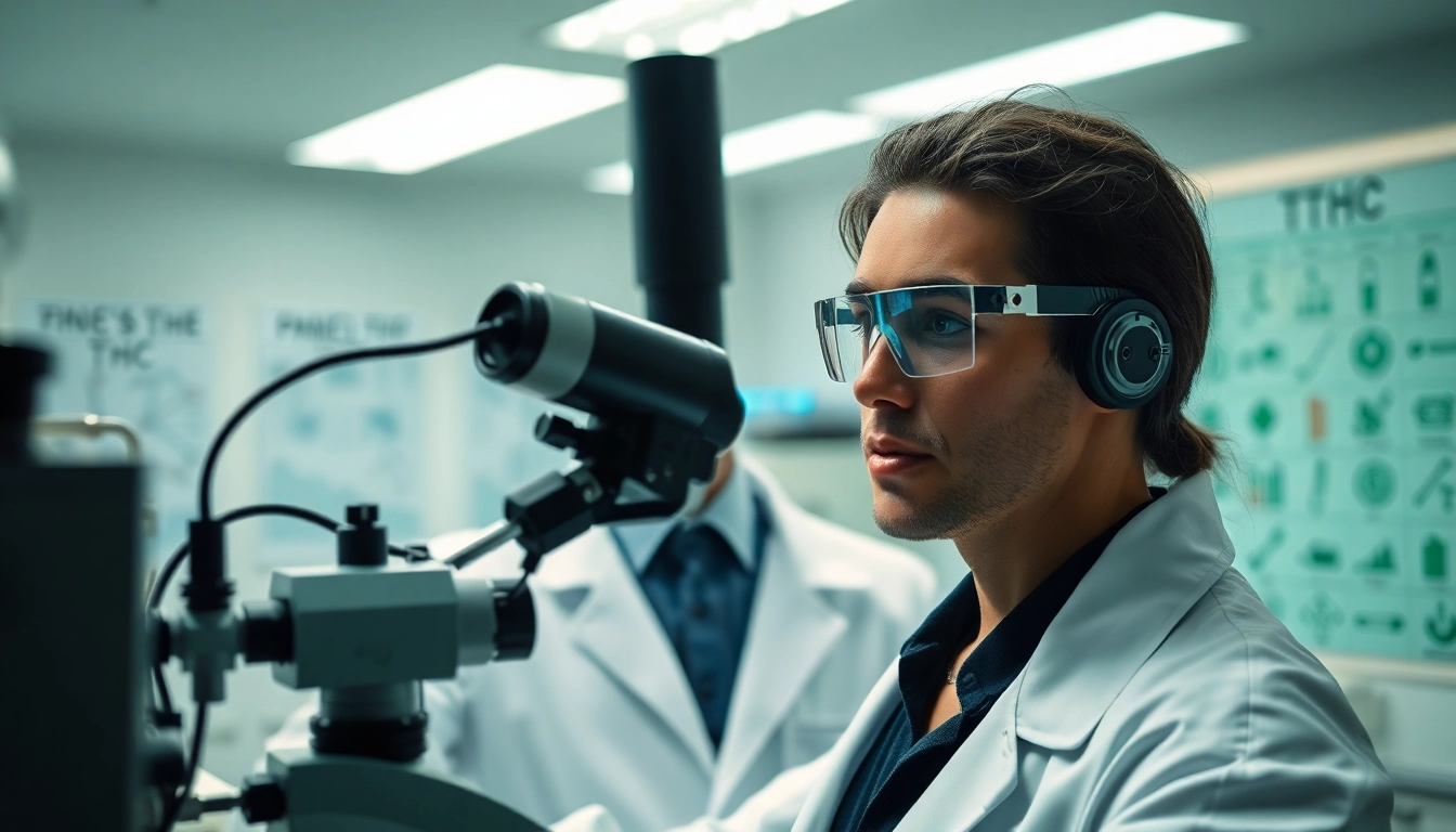 Performing a marijuana impairment test with advanced technology in a laboratory setting.