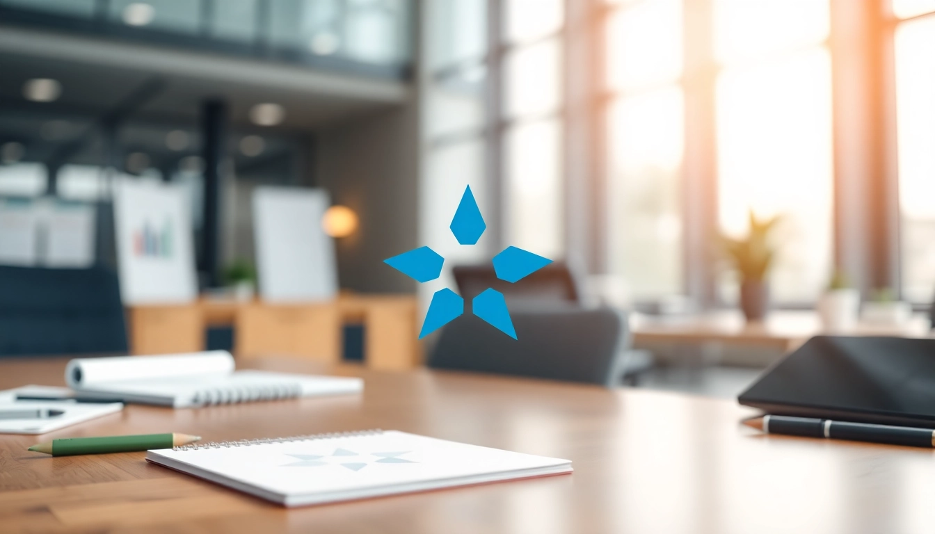 View a trademark logo displayed creatively on a professional desk, symbolizing branding potential.