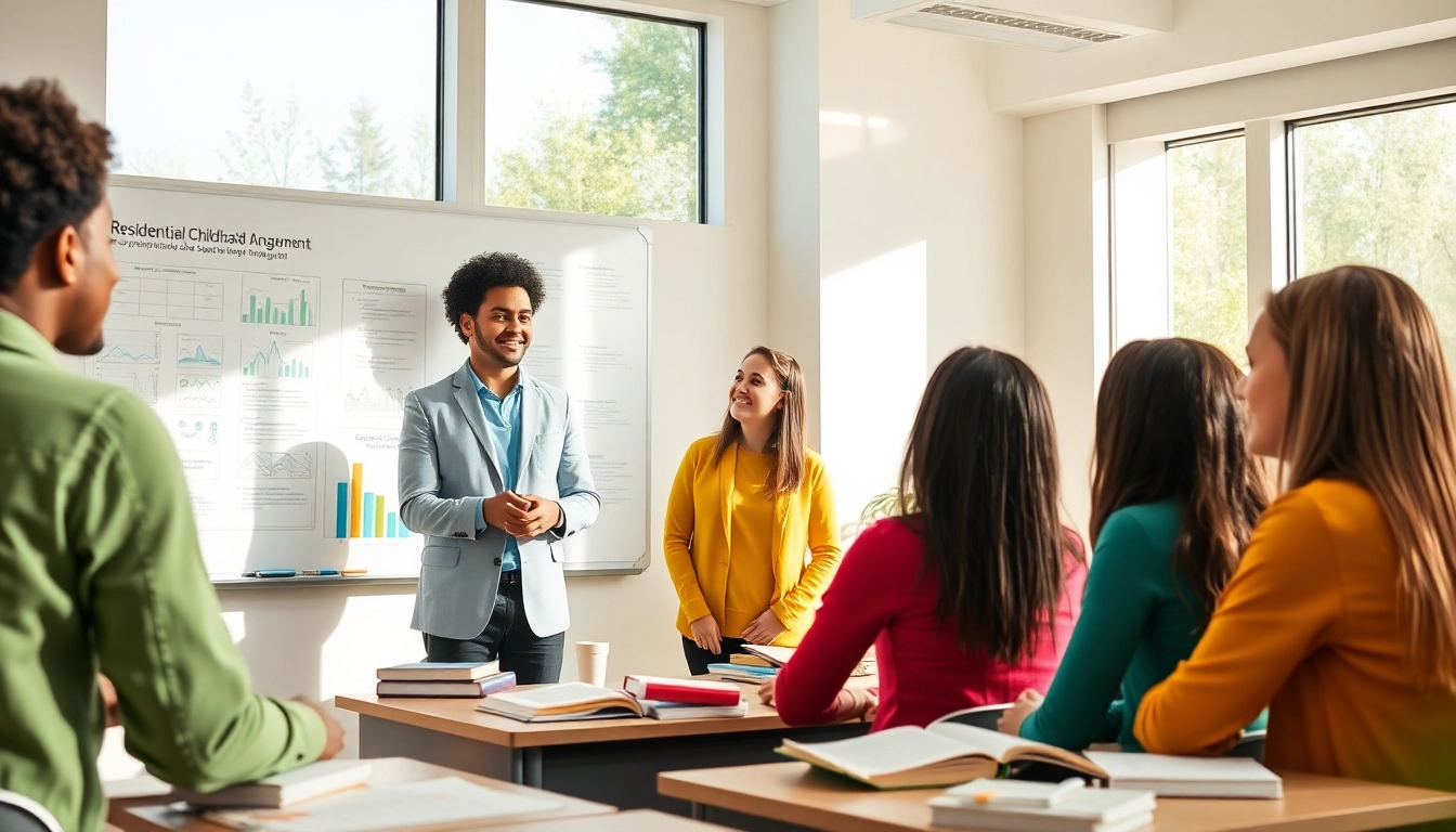 Level 5 diploma in leadership and management for residential childcare answers illustrated in an engaging classroom scene.