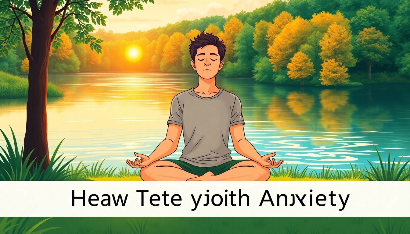 Relaxation techniques for dealing with anxiety in a peaceful outdoor meditation setting.