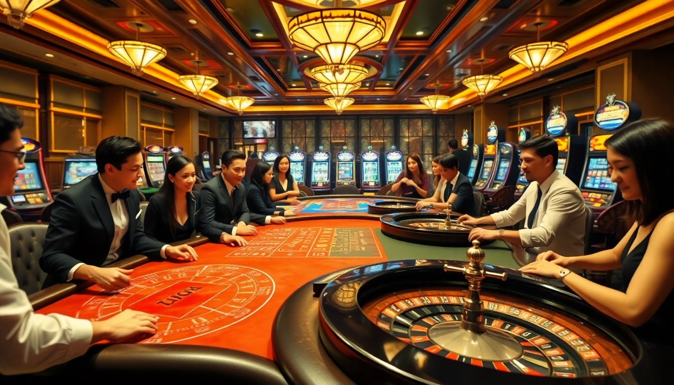Experience the excitement of TPower casino with players engaging at vibrant game tables.