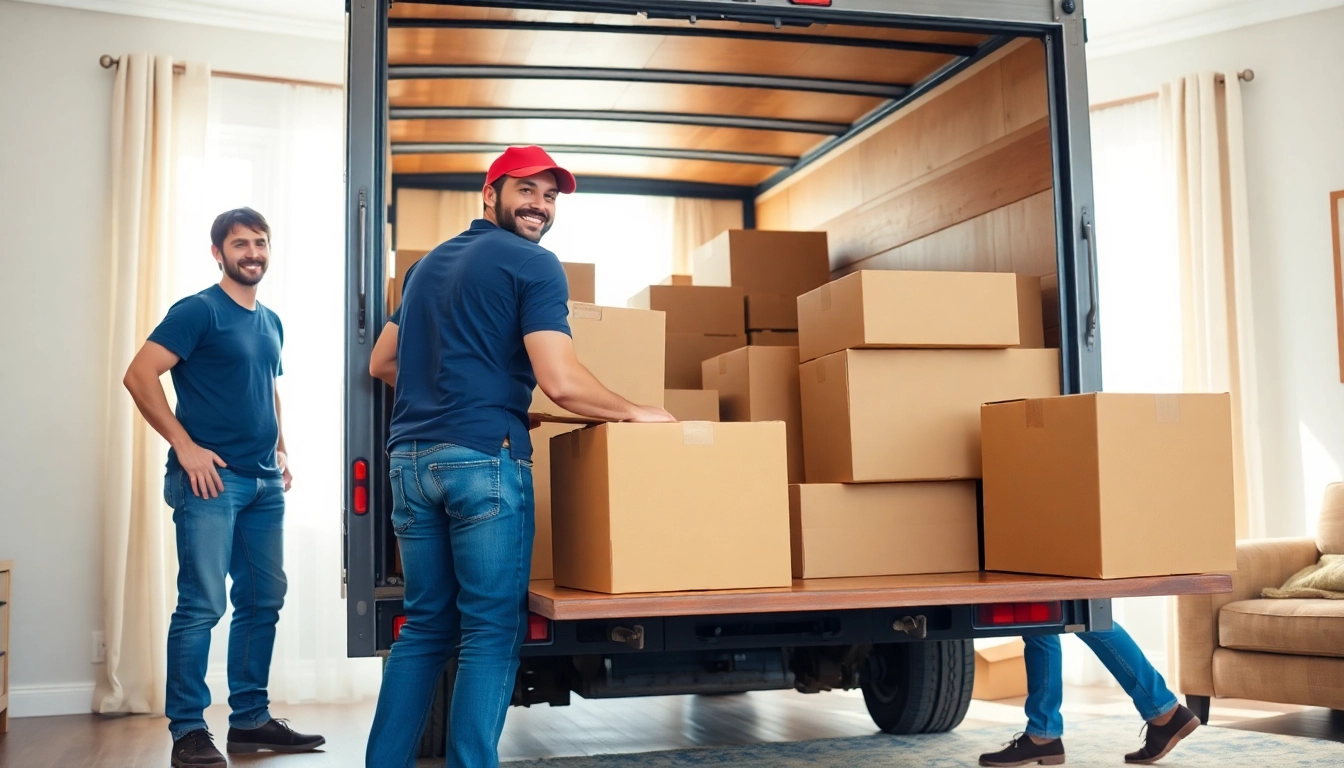 Movers packing moving boxes for Bennett's Moving at https://bennettsmoving.com/ in a bright, professional home setting.