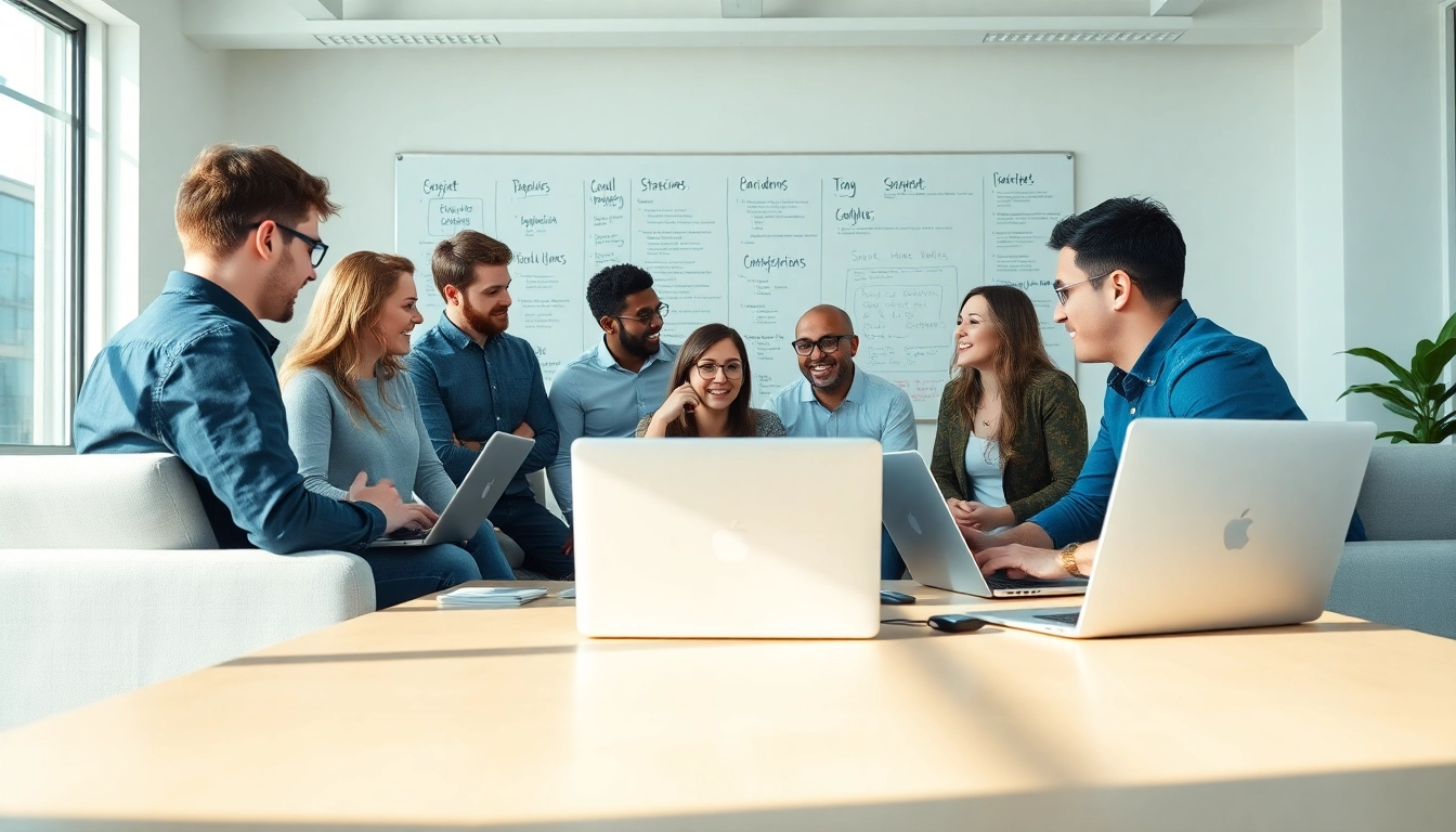 Web development team collaborating in a modern office to create innovative websites.