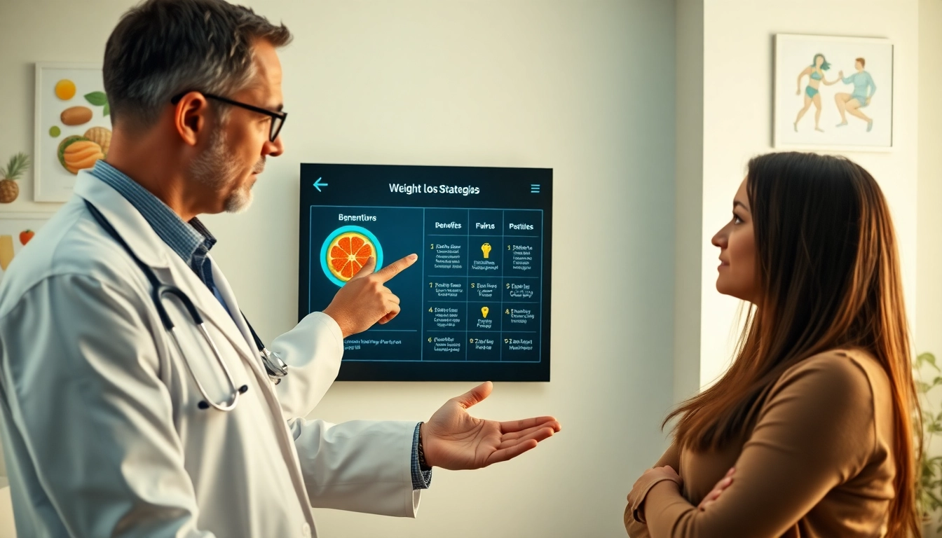 Saxenda weight loss consultation in a modern medical office with supportive healthcare clinician.