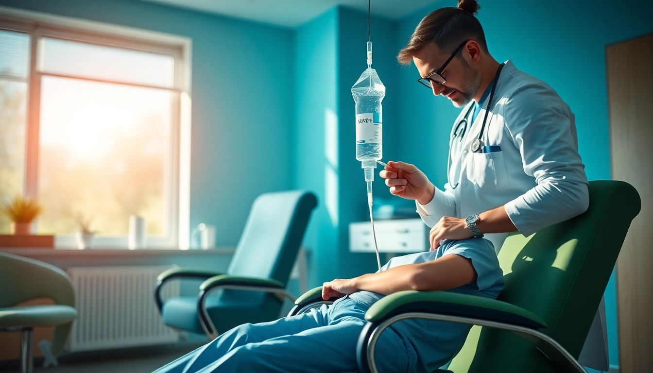Experience the benefits of nad+ iv therapy near me with a healthcare professional assisting a patient.