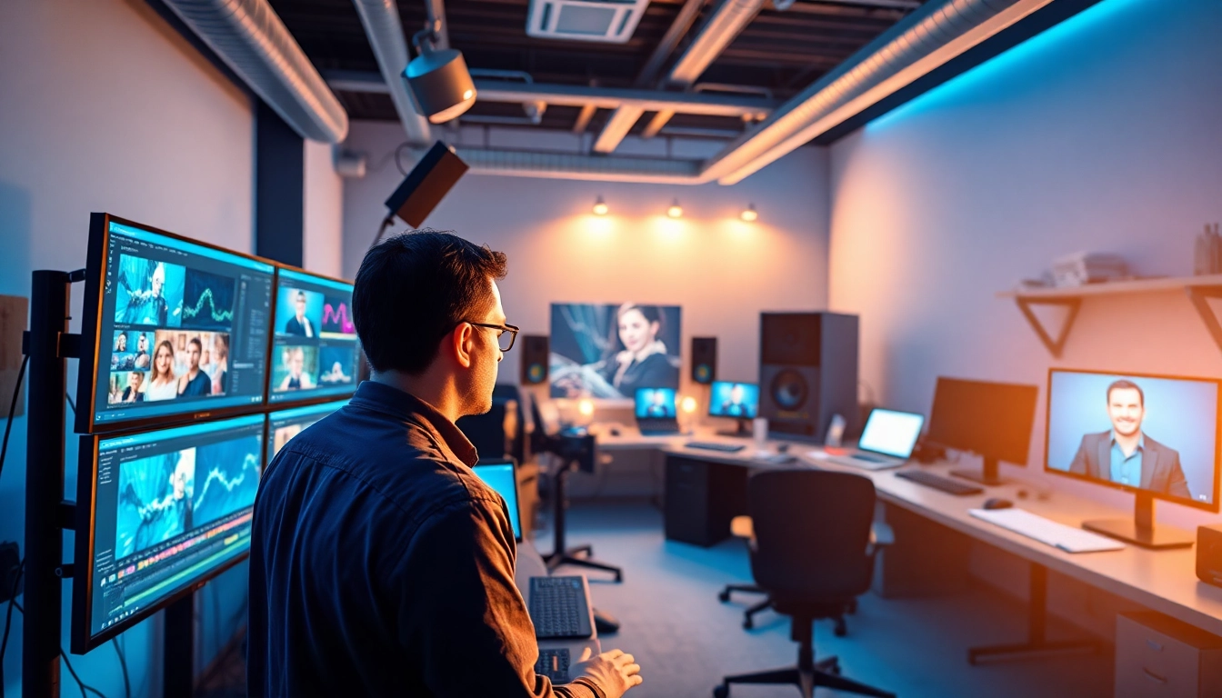 Enhance your projects with exceptional Editing & Post-Production services showcased in a vibrant studio.