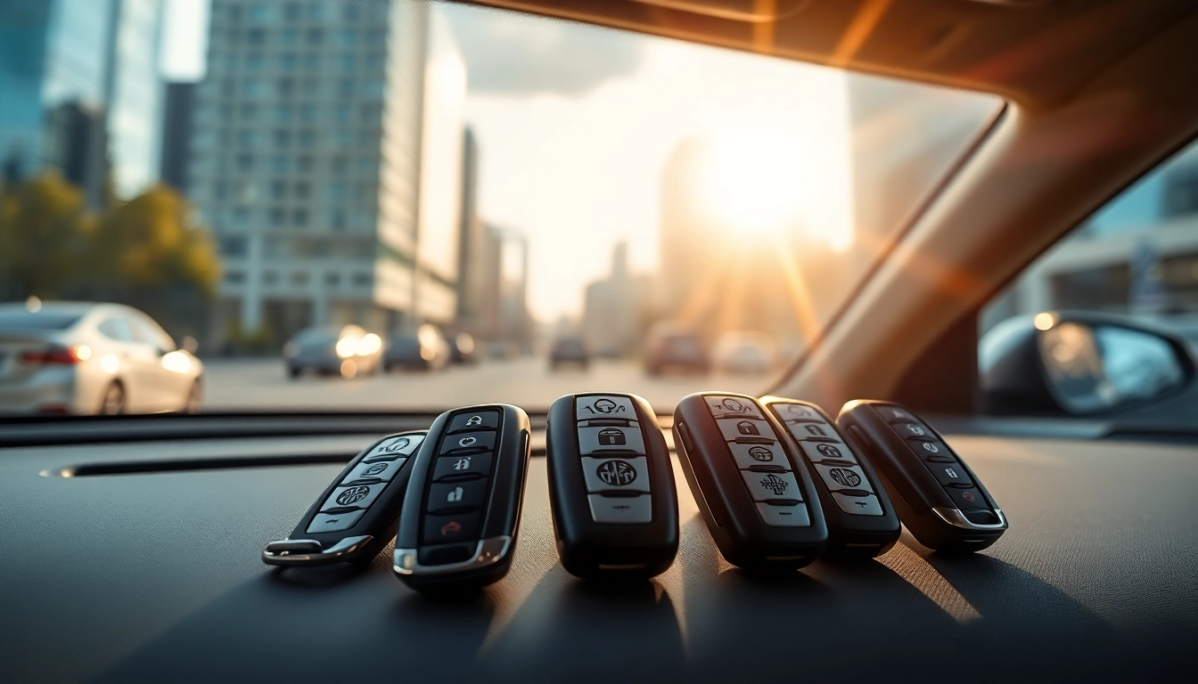 Explore advanced keyless carkeys showcased in a modern car setting, emphasizing innovation and security.