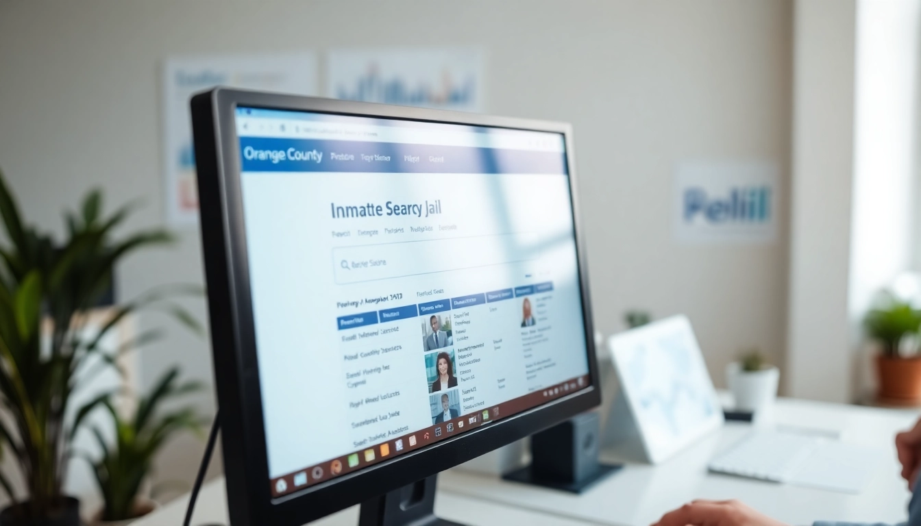 Engaging in orange county jail inmate search using an online interface in a professional setting