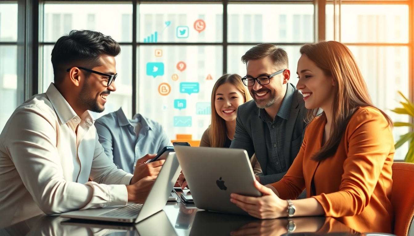 Engaging teamwork at social media marketing companies edmonton showcasing creativity and analytics.