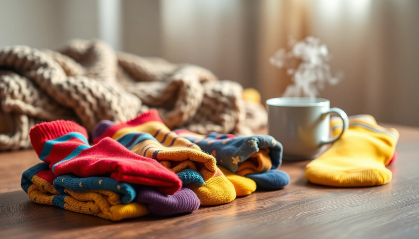 Colorful display of 5 Pairs Mixed Socks inviting comfort and style in a cozy home setting.