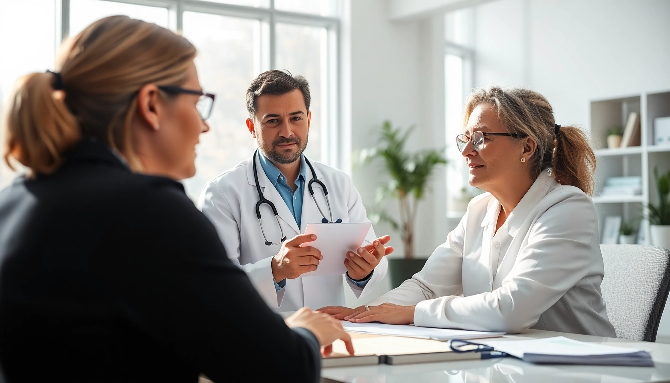 Patient discussing Allergien symptoms with a doctor in a bright clinic.