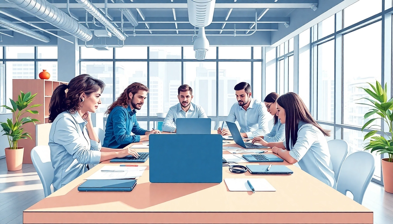 Engaged team working in web design companies in kansas city creating innovative solutions.