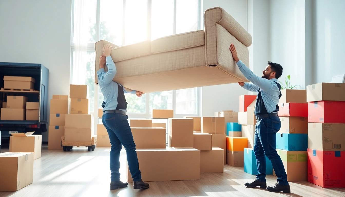 Cheap movers nyc effortlessly lifting furniture during a bright apartment move