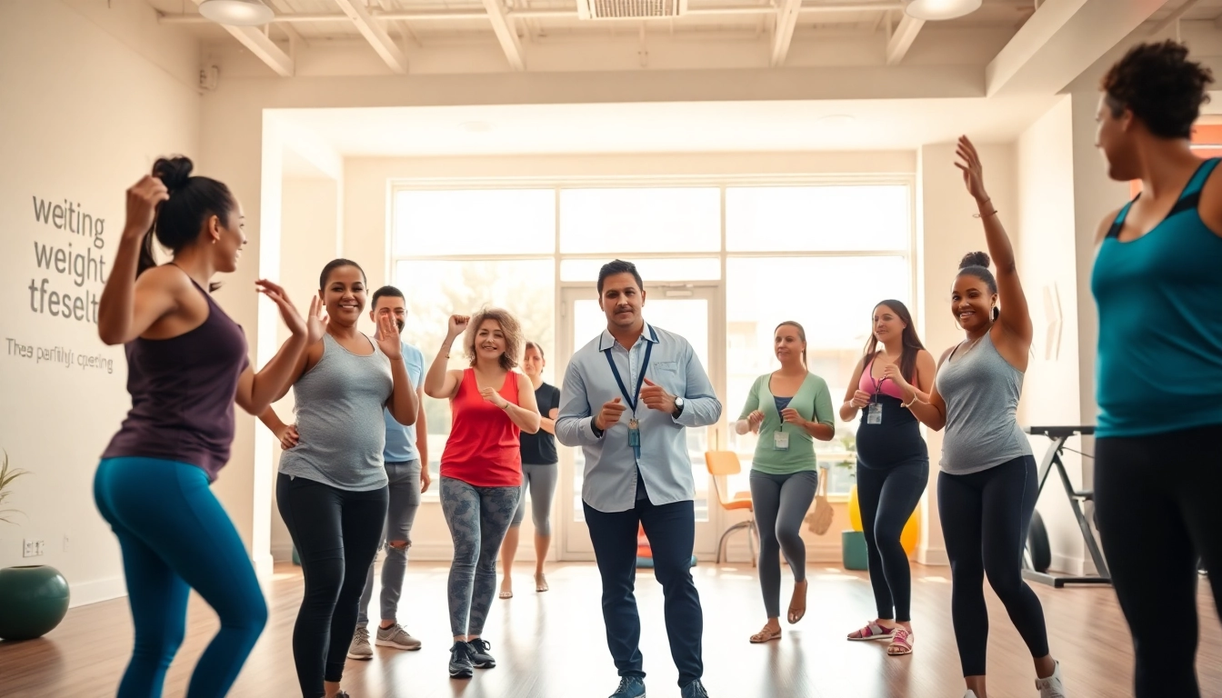 Individuals exercising at a Las Vegas weight loss center, demonstrating determination and community.