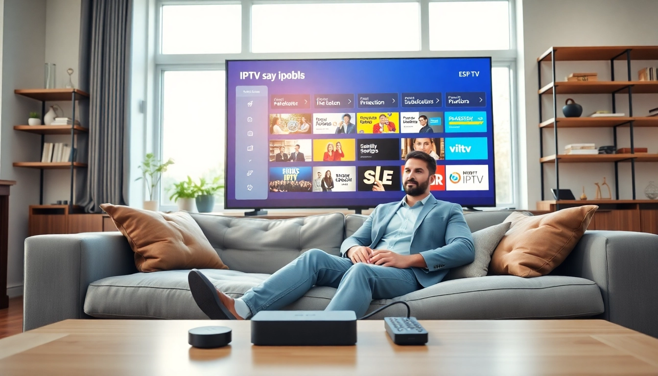Explore the benefits of iptv subscription with a cozy living room setting.