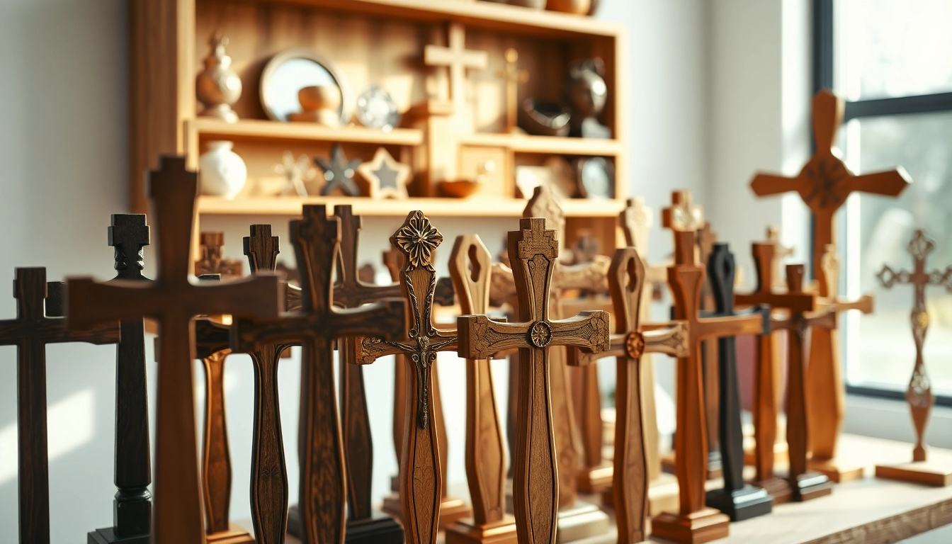 Showcase of handmade crosses highlighting unique designs and craftsmanship.