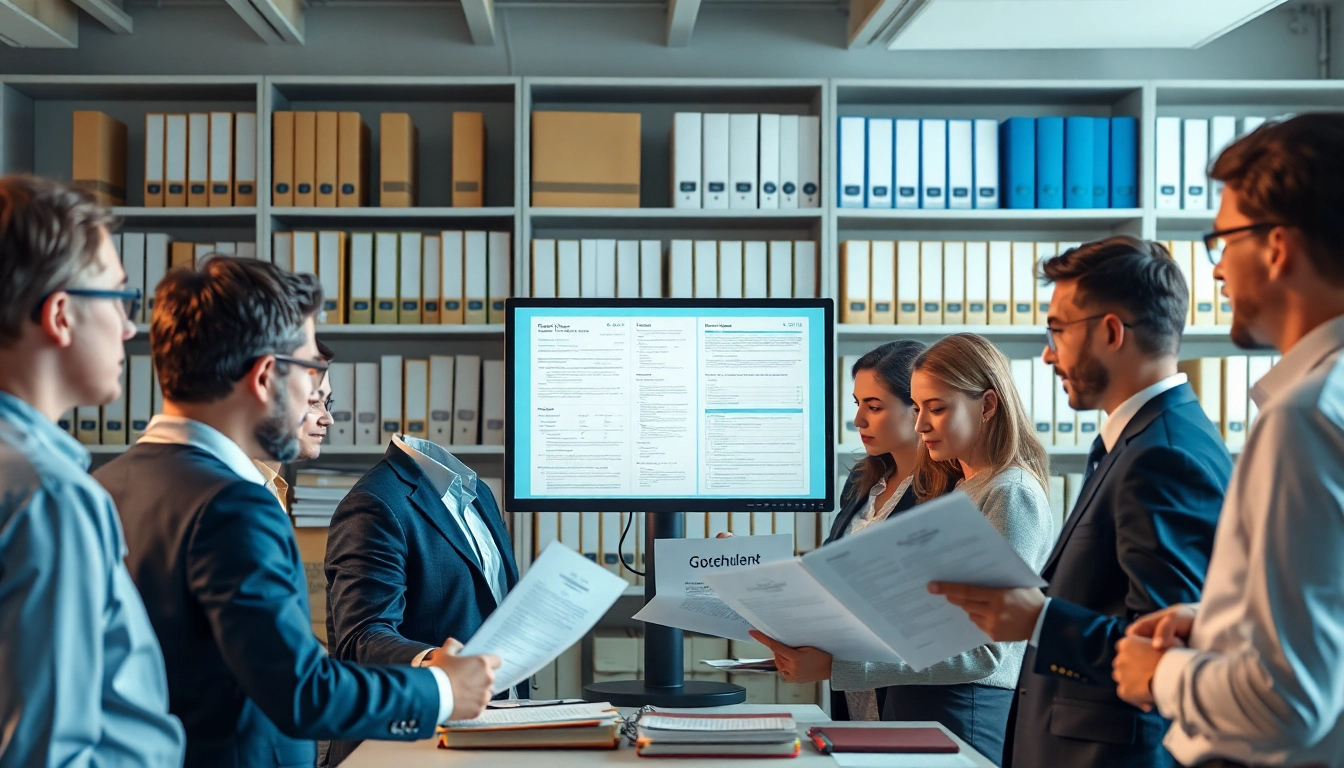 Consultants providing QSM document clearing services in a professional office environment.