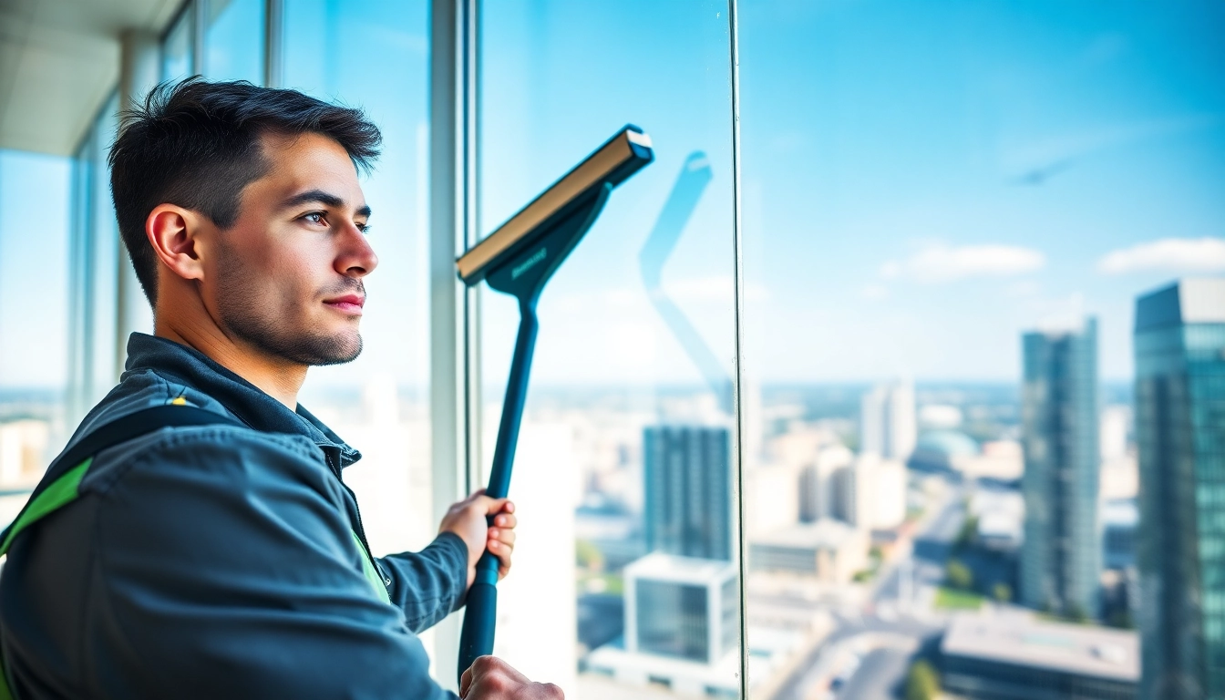 Fensterreinigung Gießen - Professionelle Fensterreinigung in einem modernen Gebäude.